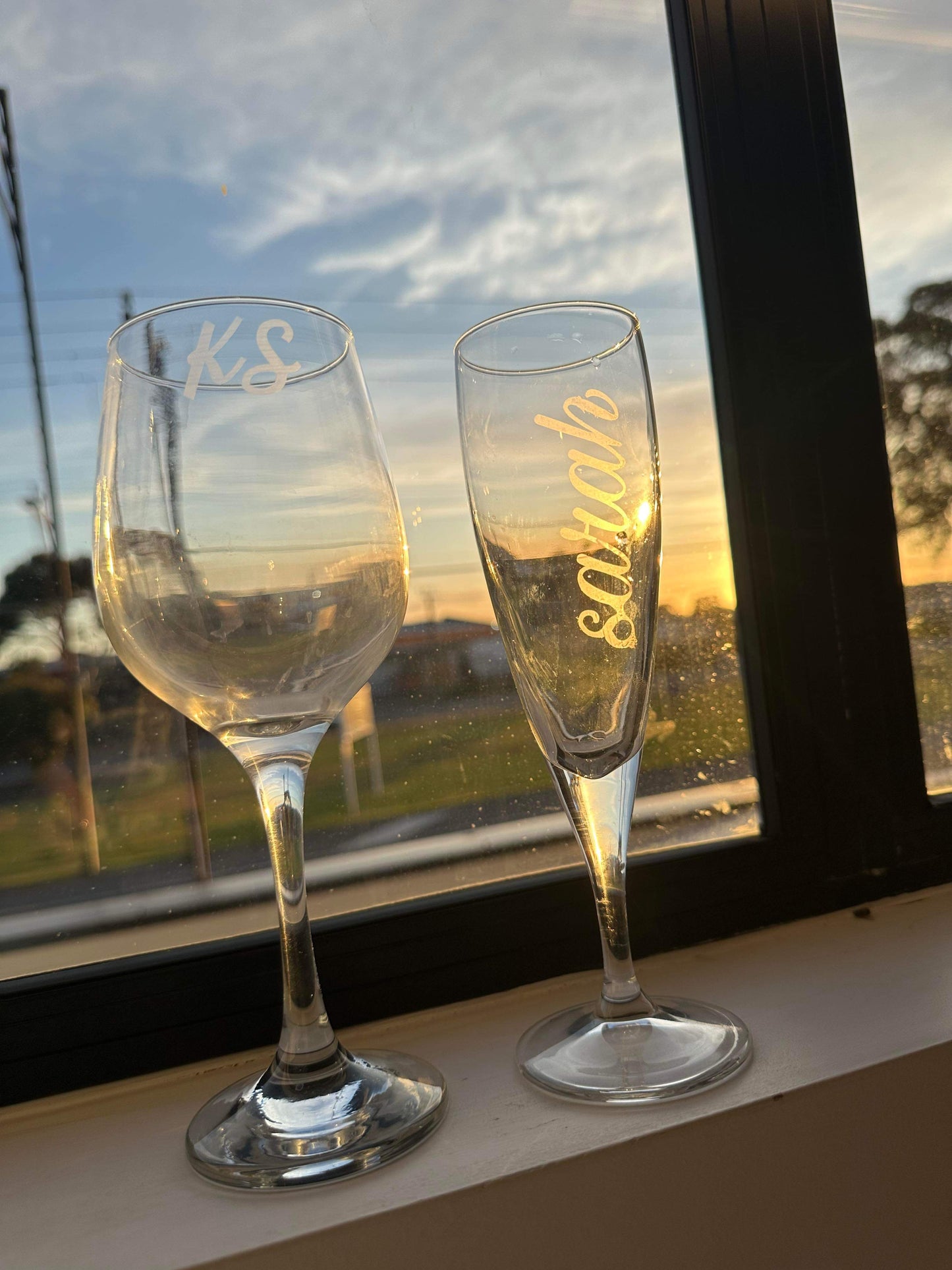 Engraved Champagne Glass