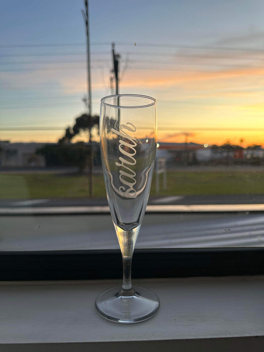 Engraved Champagne Glass