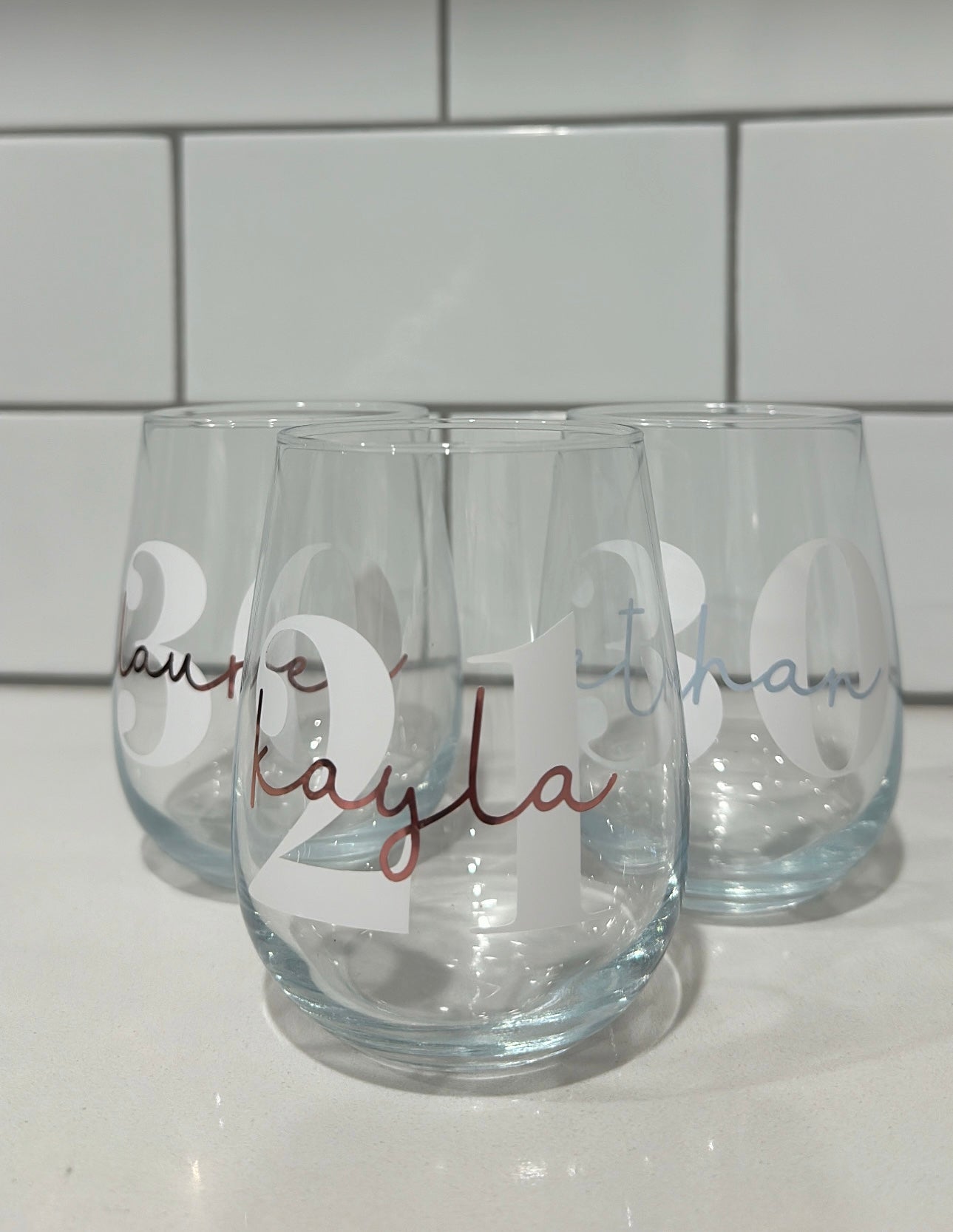 Birthday stemless glasses