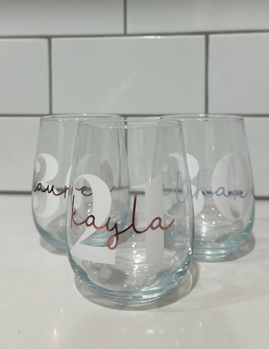 Birthday stemless glasses